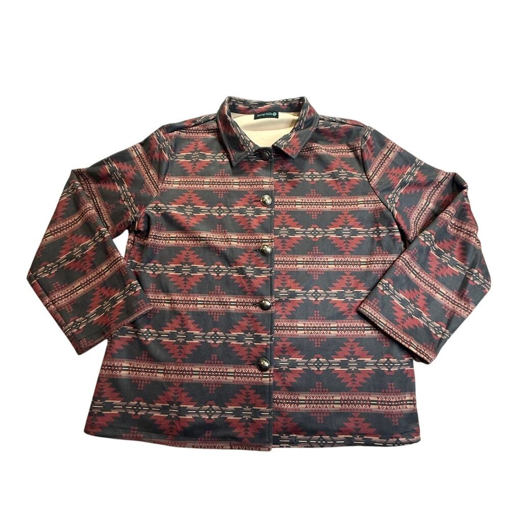 Sterling Kreek Rebel Aztec Jacket Womens 3X Red Black Western Buffalo Buttons